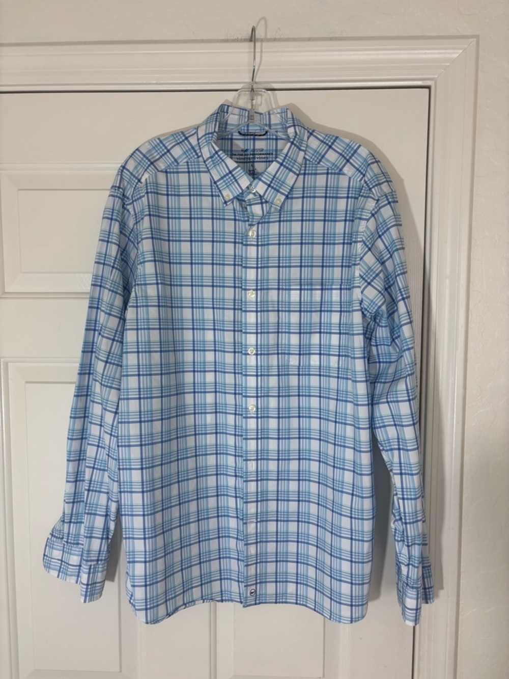 Vineyard Vines OTG On The Go Performance Plaid Casual Button Down Shirt Lg Brrr